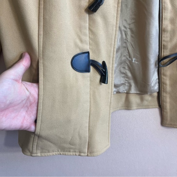 Shoshanna Tan Toggle Hooded Swing Jacket Coat Tan size‎ 8 Classic and Chic - Picture 3 of 14